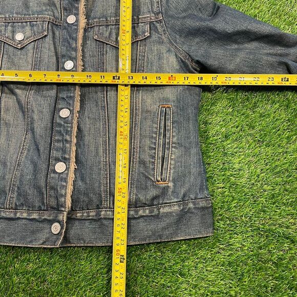 GAP 2003 Sherpa faux shearling lining denim jacket women's medium - Picture 7 of 8